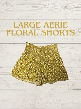 Aerie Women's Floral High-Waist Shorts - Yellow Floral